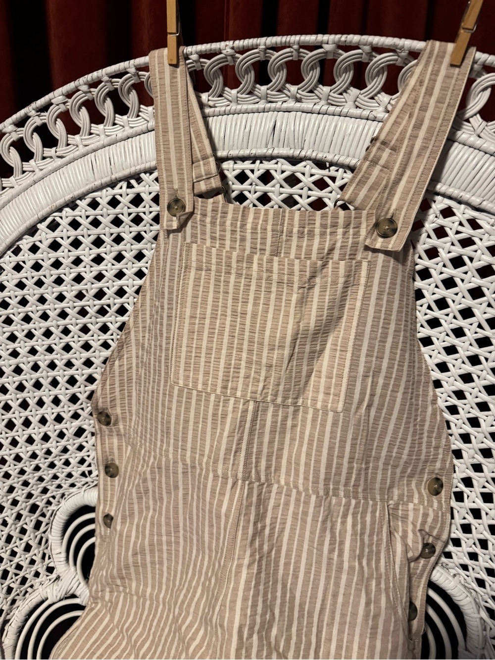 Wild Fable Beige Striped Cotton Overalls - Picture 2 of 11